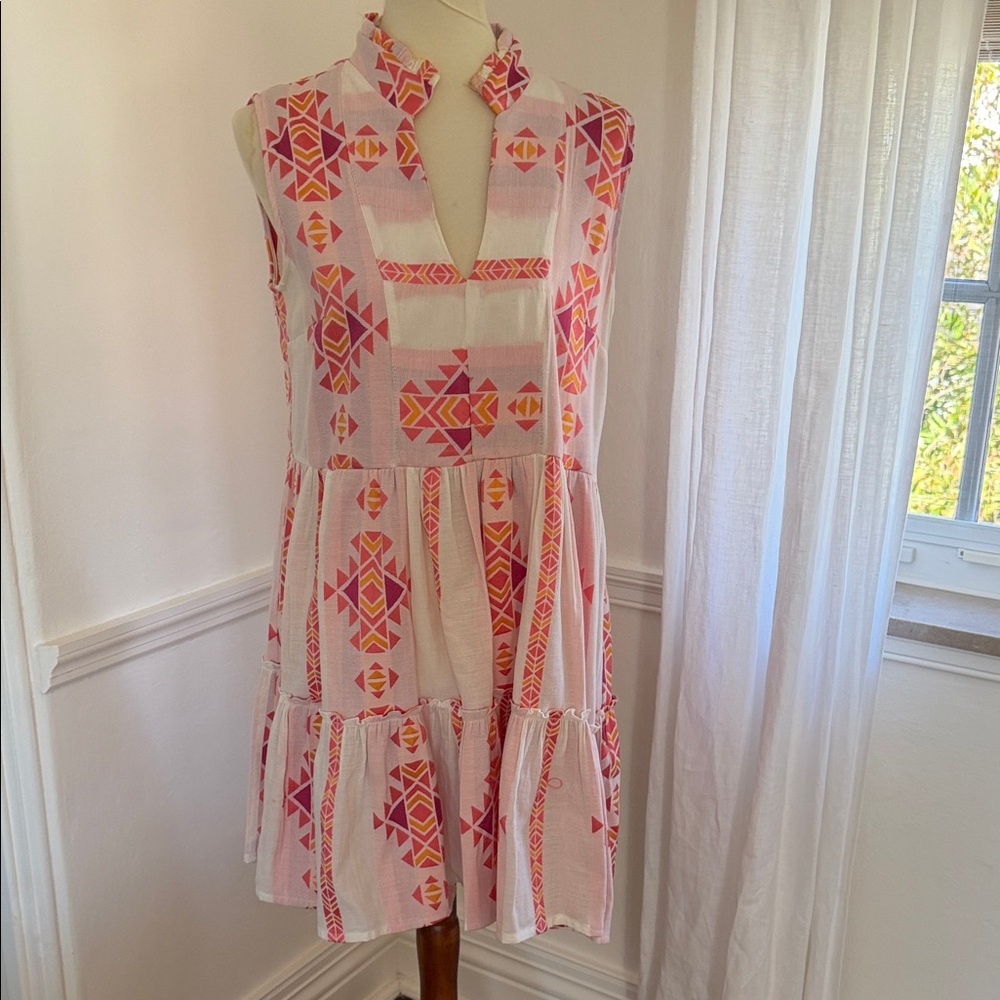 Masks Sleeveless Geometric Pattern Dress